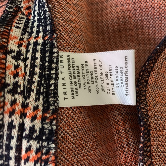 Unworn New Trina Turk Plaid Print Trousers Size 4 - Picture 7 of 7